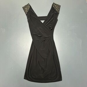 B. Darlin Mini Dress Women's 9/10 Black V Neck Sequined Party Cocktail Evening